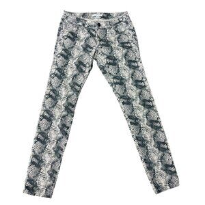 CABI Women's SZ 2 Snake Print Skinny Fit Pants Gray & Beige Stretch Denim Stylis